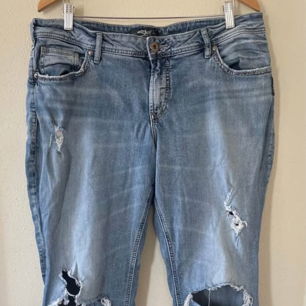 Silver Jeans Women's Sz 16 X 27 Sam Grunge Distressed Ankle Length